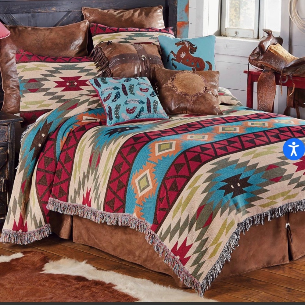 King Western bedding measures 106"W x 90"L